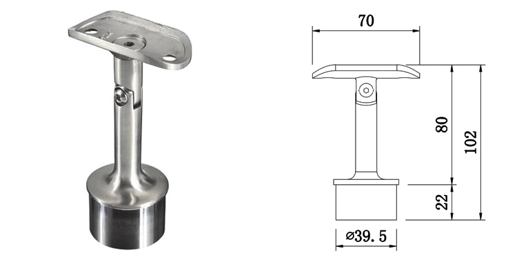 Adjustable Connector Stainless Steel Ablinox Stainless Steel Railing Support Wall Mount Hardware Holder Glass Clamp Baluster Bracket Handrail Fitting