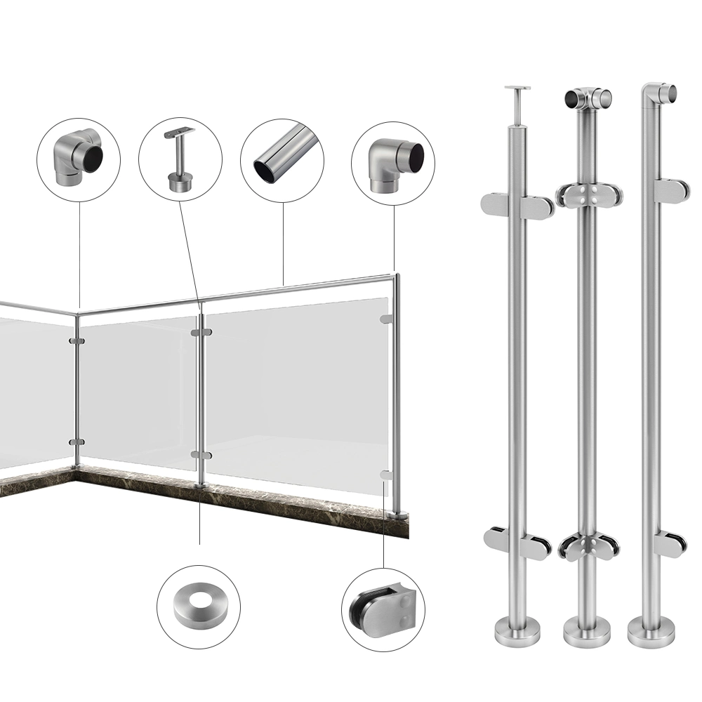 High Quality Stainless Steel Glass Railing Baluster Staircase Handrails Post Base Plate Flange of Pipe Fittings / Tube Fitting